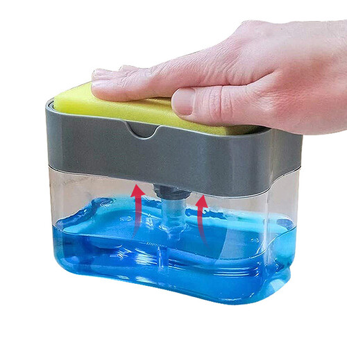 Oppvasksåpe-dispenser med svamp